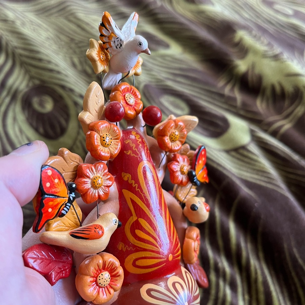 South American Peruvian Handmade Tree of Life Ceramic Painted Sculpture - Picture 6 of 10